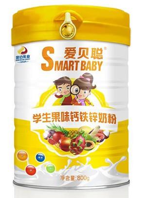 爱贝聪学生果味钙铁锌奶粉800g罐