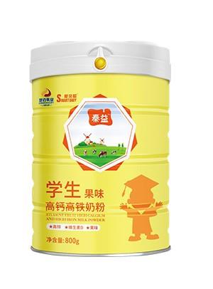 秦益爱贝聪学生果味高钙高铁奶粉  800克罐